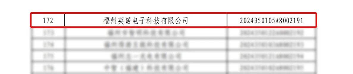 喜報(bào)｜熱烈祝賀英諾科技榮獲2024年福建省“科技型中小企業(yè)”稱號